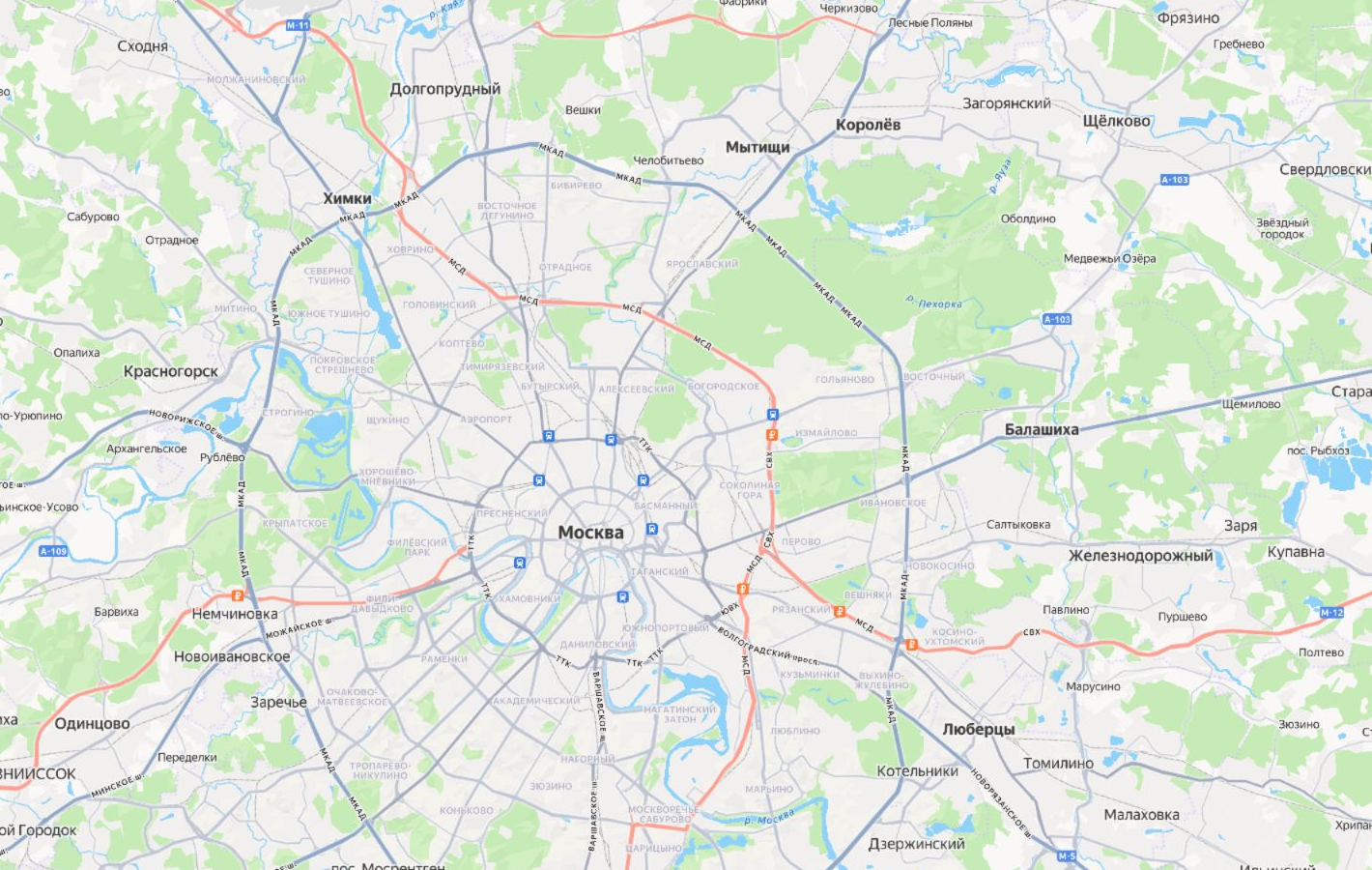 Карта Москвы и области. © Яндекс